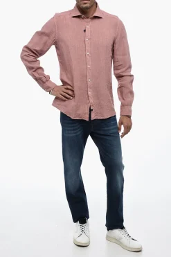 Hot Camicia In Lino A Maiche Lunghe Uomo Camicie