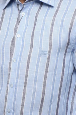 Camicia in Lino a Righe Awning con Logo Ricamato></noscript>Etro New
