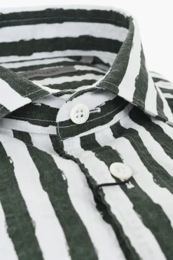 Camicia in Lino a Righe Bicolore>Corneliani Fashion