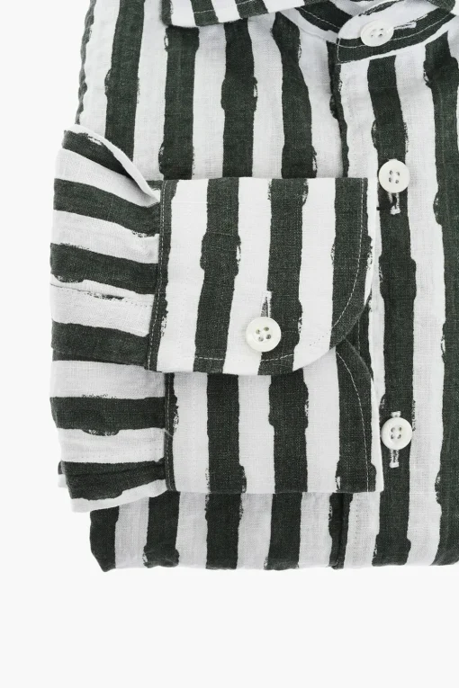 Camicia in Lino a Righe Bicolore>Corneliani Fashion