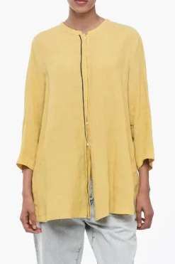 Fashion Camicia in Lino con Collo Coreano Donna Camicie