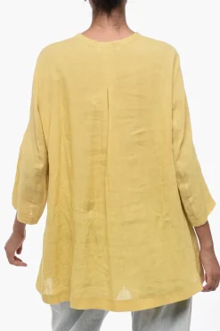 Fashion Camicia in Lino con Collo Coreano Donna Camicie