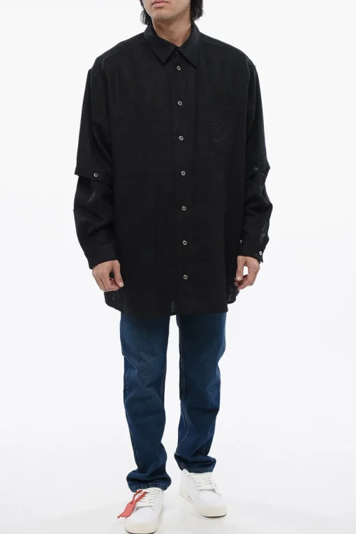 Camicia In Lino Con Maniche Removibili>Off-White Fashion