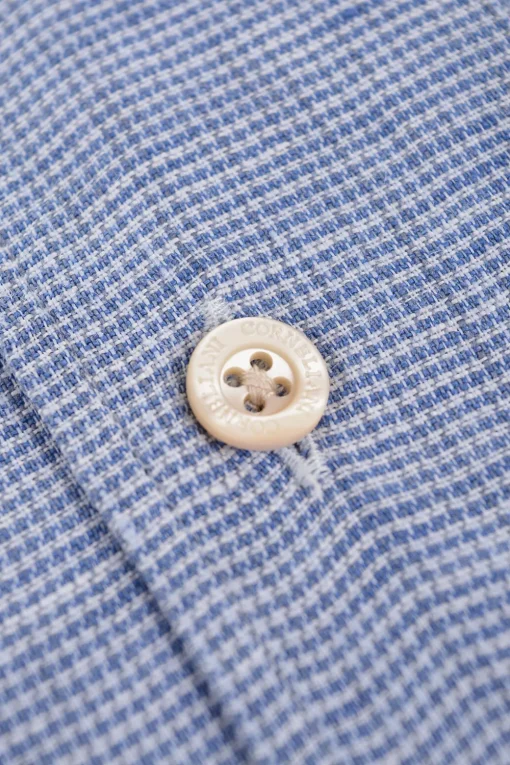 Camicia in Lino con Motivo Micro Pied de Poule>Corneliani Clearance