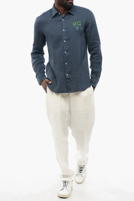 Camicia In Lino Con Ricamo>Altea Fashion