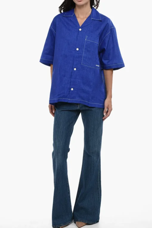 Online Camicia in Lino con Taschino Donna Camicie|Camicie