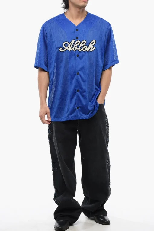 Sale Camicia in Mesh BASEBALL con Ricamo Frontale Uomo Camicie