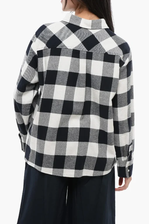 Discount Camicia in Misto Cotone Plaid Check con Dettagli Frangiati Donna Camicie