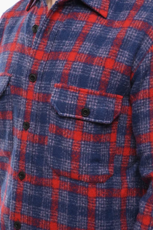 Clearance Camicia in Misto Lana WESTER COLOR con Tasche Utility Uomo Camicie
