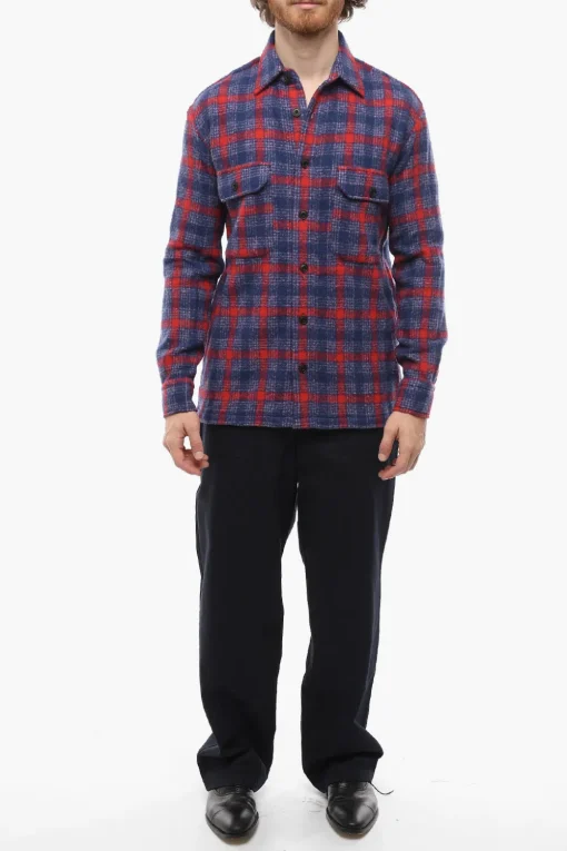 Clearance Camicia in Misto Lana WESTER COLOR con Tasche Utility Uomo Camicie
