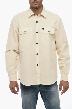 New Camicia In Misto Lino A Maniche Lunghe Uomo Camicie