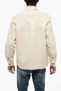 New Camicia In Misto Lino A Maniche Lunghe Uomo Camicie