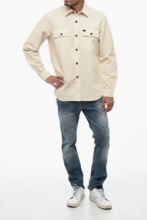 New Camicia In Misto Lino A Maniche Lunghe Uomo Camicie