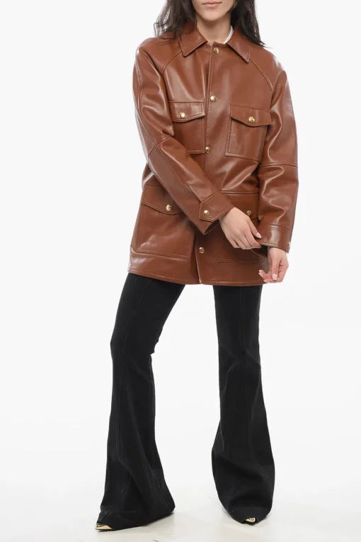 Best Camicia in Pelle con Fit Over Donna Camicie