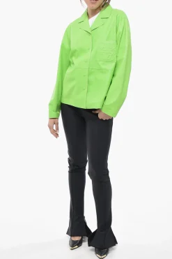 Hot Camicia in Pelle con Logo in Rilievo Donna Camicie