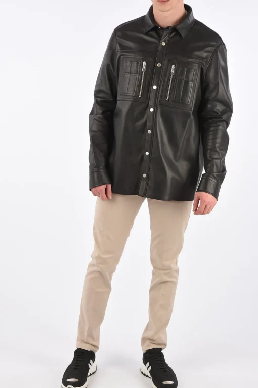 Camicia in Pelle Loose Fit con Bottoni Automatici>Neil Barrett Outlet