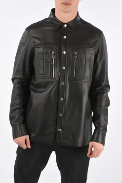 Camicia in Pelle Loose Fit con Bottoni Automatici></noscript>Neil Barrett Outlet