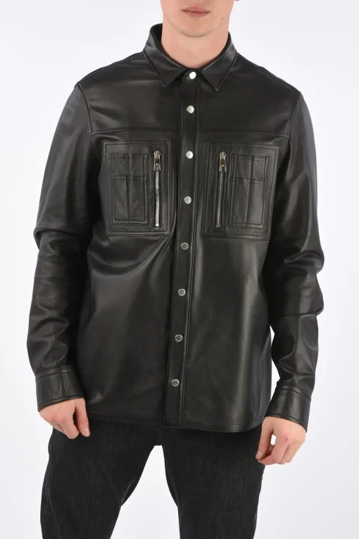 Camicia in Pelle Loose Fit con Bottoni Automatici>Neil Barrett Outlet