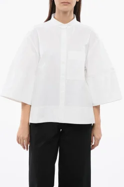 Camicia in Popelin con Abbottonatura Nascosta>Jil Sander Clearance