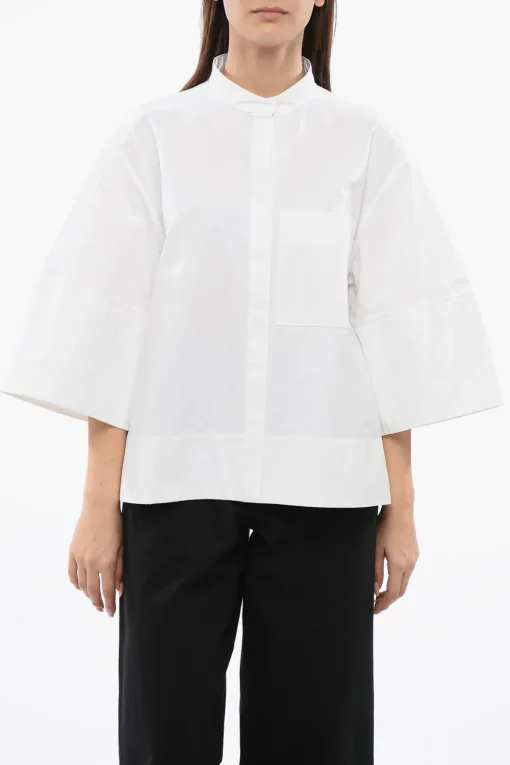 Camicia in Popelin con Abbottonatura Nascosta>Jil Sander Clearance