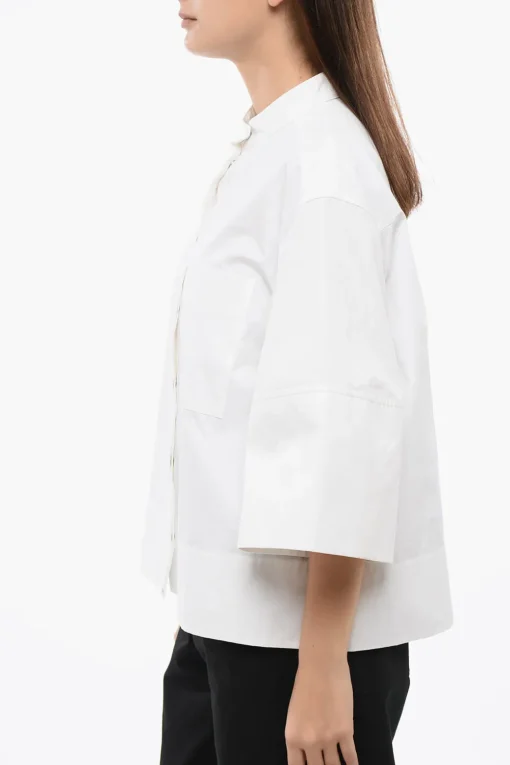 Camicia in Popelin con Abbottonatura Nascosta>Jil Sander Clearance