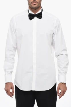 Outlet Camicia in Popelin Cotton con Collo Diplomatico Uomo Camicie