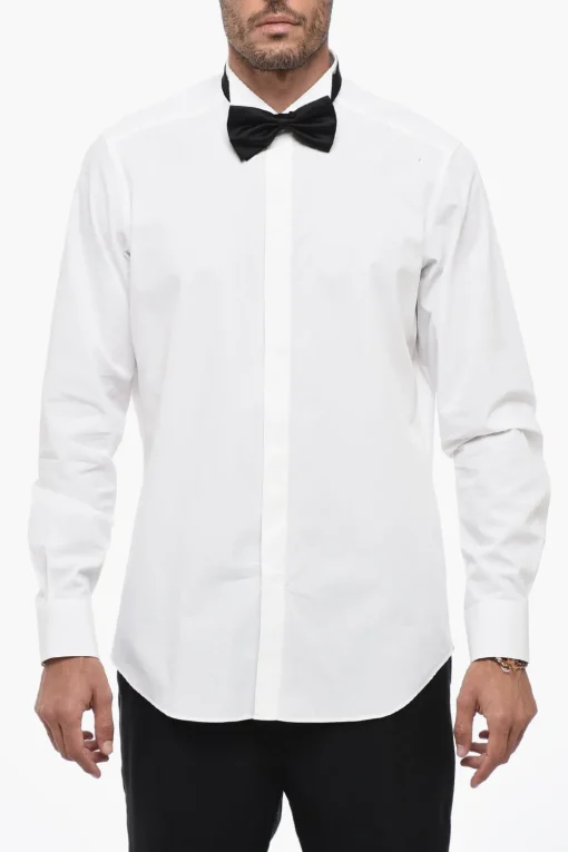 Outlet Camicia in Popelin Cotton con Collo Diplomatico Uomo Camicie
