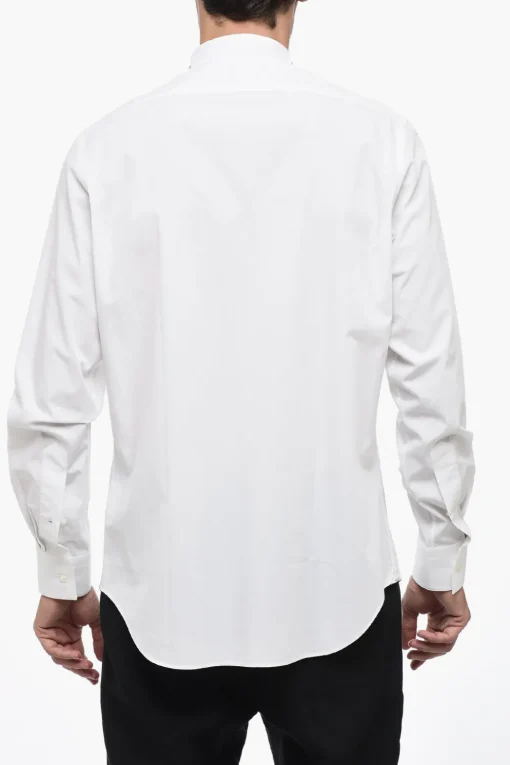 Outlet Camicia in Popelin Cotton con Collo Diplomatico Uomo Camicie