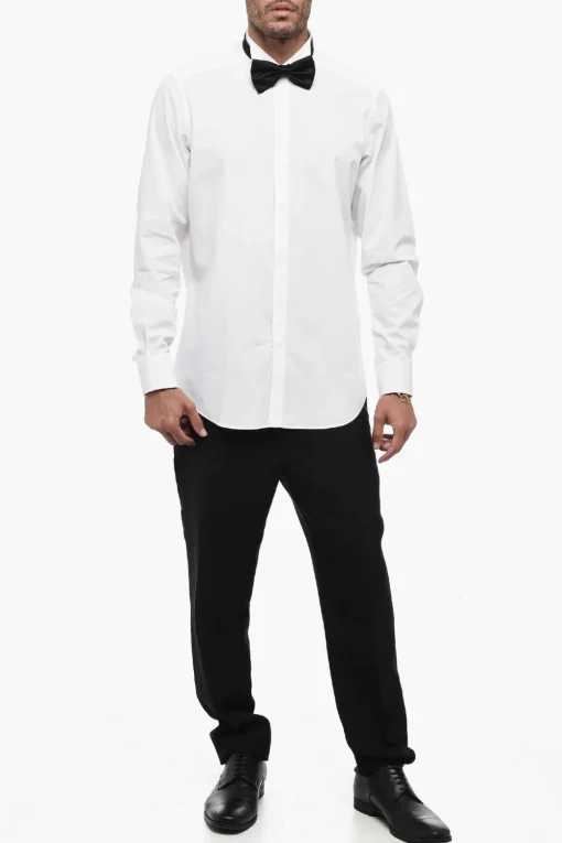 Outlet Camicia in Popelin Cotton con Collo Diplomatico Uomo Camicie