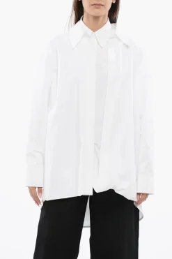 Fashion Camicia in Popelin Over con Taglio Asimmetrico Donna Camicie