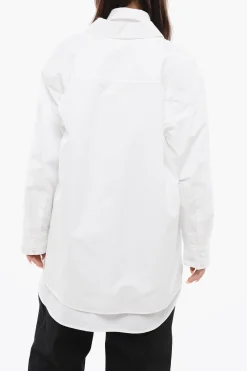 Fashion Camicia in Popelin Over con Taglio Asimmetrico Donna Camicie