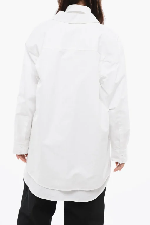 Fashion Camicia in Popelin Over con Taglio Asimmetrico Donna Camicie