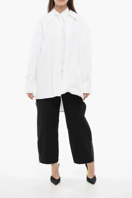 Fashion Camicia in Popelin Over con Taglio Asimmetrico Donna Camicie