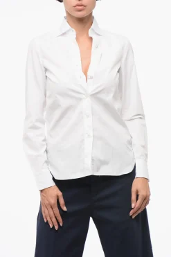 Fashion Camicia in Popeline con Collo Francese Donna Camicie