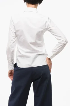 Fashion Camicia in Popeline con Collo Francese Donna Camicie