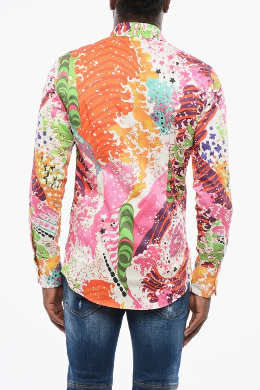 Camicia in Popeline con Motivo Astratto>Dsquared2 Online
