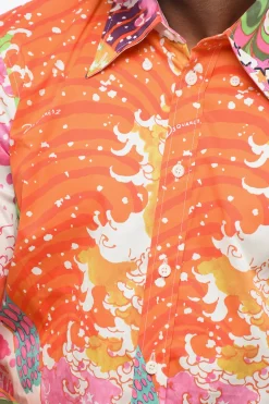 Camicia in Popeline con Motivo Astratto></noscript>Dsquared2 Online