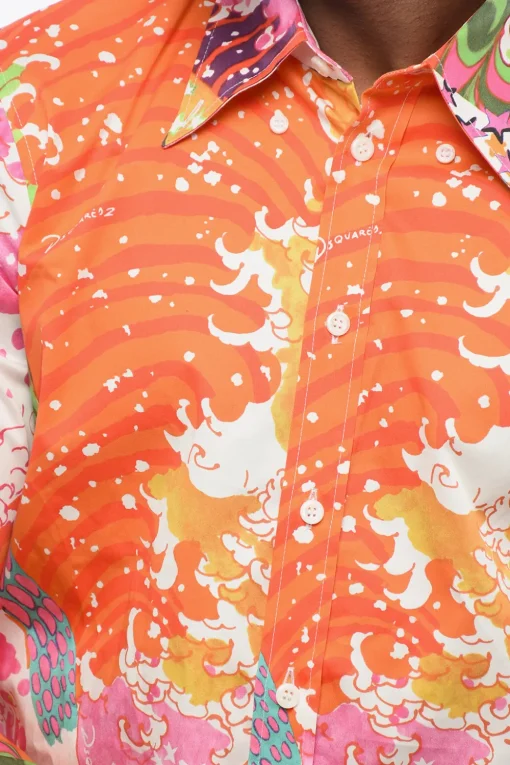 Camicia in Popeline con Motivo Astratto>Dsquared2 Online