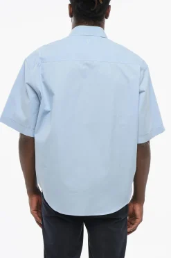 Fashion Camicia in Popeline con Taschino e Collo Italiano Uomo Camicie