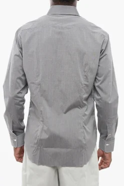 Best Camicia in Popeline di Cotone a Tinta Unita con Collo Francese Uomo Camicie