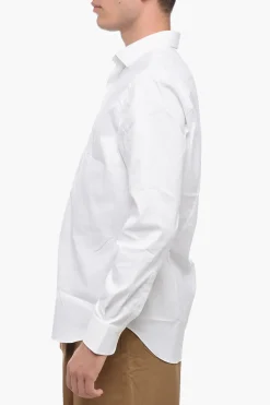 Online Camicia In Popeline di Cotone A Collo Francese Uomo Camicie
