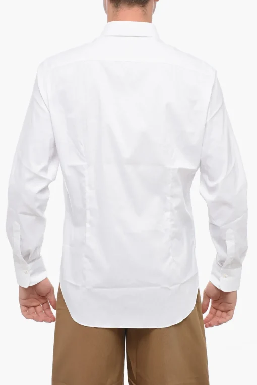 Online Camicia In Popeline di Cotone A Collo Francese Uomo Camicie