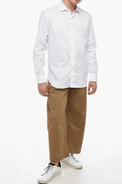 Online Camicia In Popeline di Cotone A Collo Francese Uomo Camicie