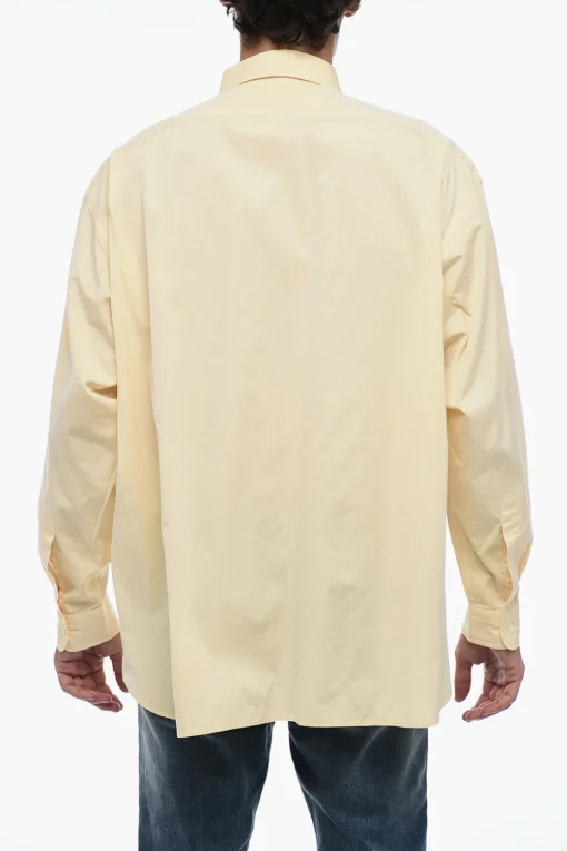 Discount Camicia in Popeline di Cotone con Collo Italiano Uomo Camicie