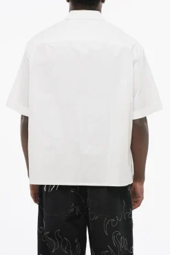 Camicia in Popeline di Cotone Loose Fit con Maniche Corte>Neil Barrett Clearance