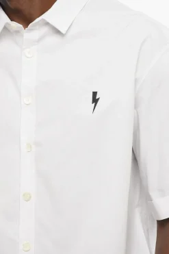 Camicia in Popeline di Cotone Loose Fit con Maniche Corte></noscript>Neil Barrett Clearance
