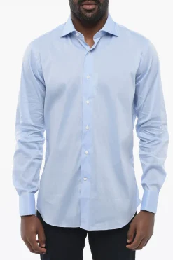 New Camicia in Popeline di Cotone con Gemelli a Forma di Nodo Uomo Camicie