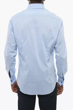 New Camicia in Popeline di Cotone con Gemelli a Forma di Nodo Uomo Camicie