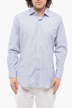Camicia in Popeline di Cotone a Righe Halo>Laboratorio del Carmine Outlet