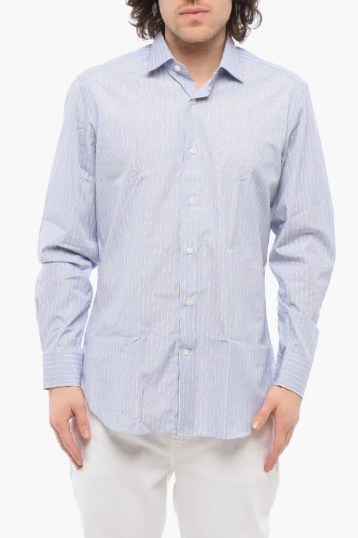 Camicia in Popeline di Cotone a Righe Halo>Laboratorio del Carmine Outlet